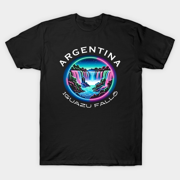 Iguazu Falls Argentina -Cool Neon Art Style T-Shirt by Sambastyles